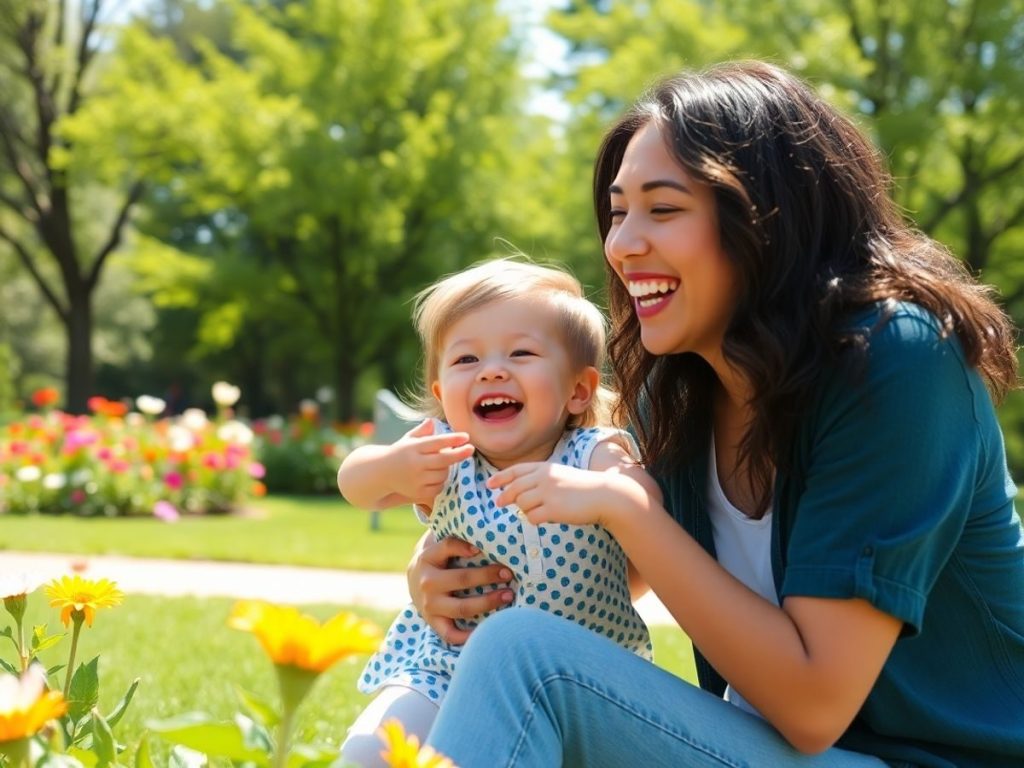 Părinte și copil petrec timp de calitate în parc.